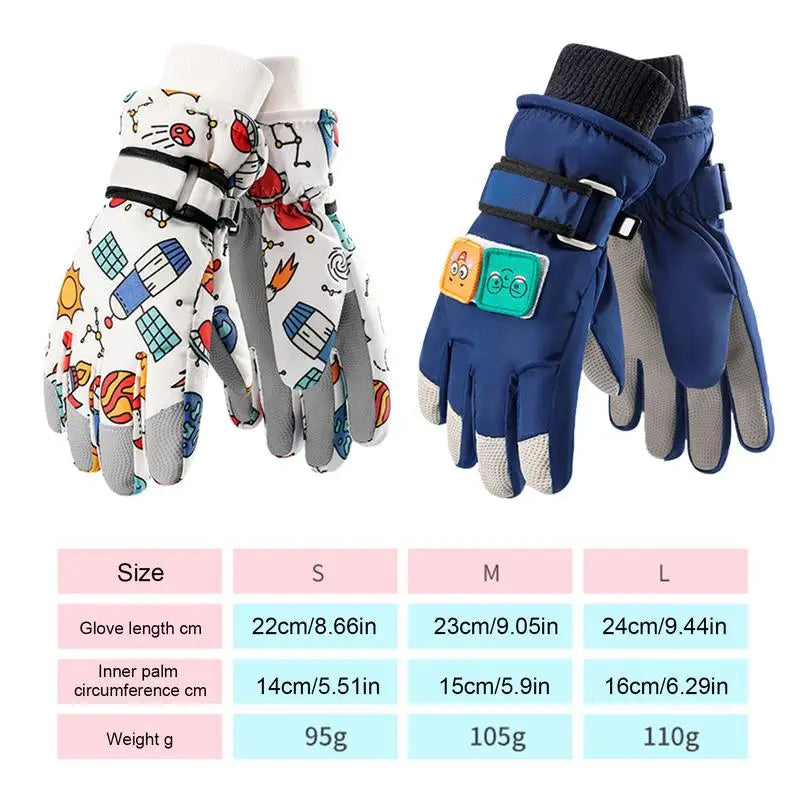 SML Children Winter Ski Gloves Waterproof Thicken Mittens