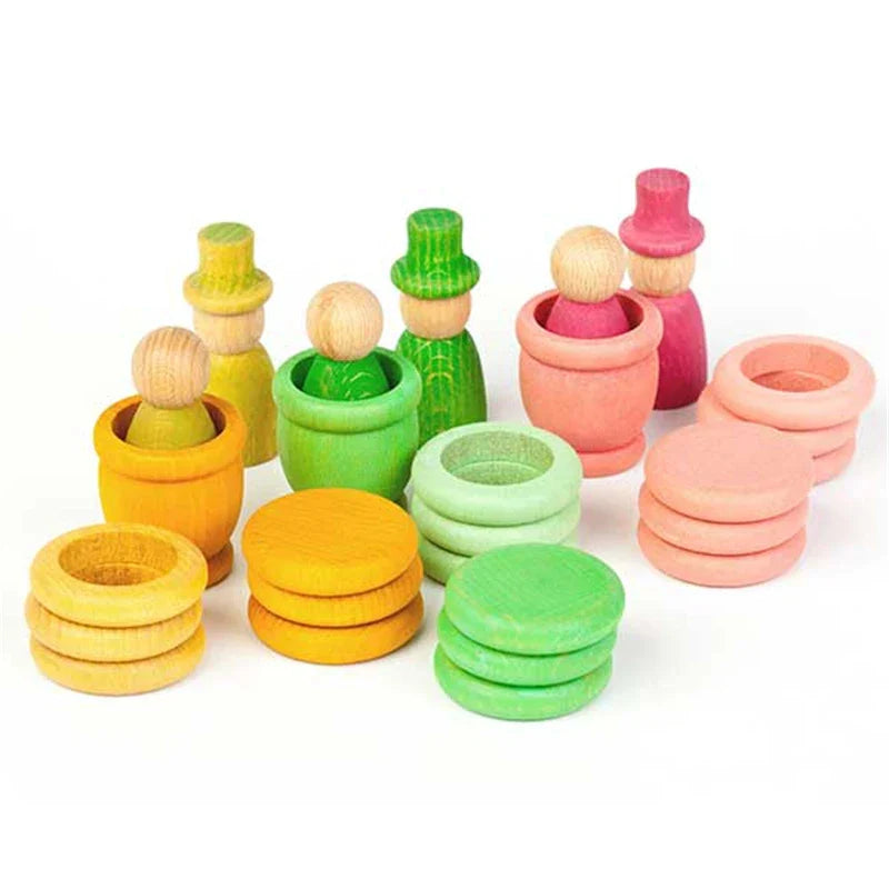Large Wooden Rainbow Stacker Blocks Nordic Toys Loose