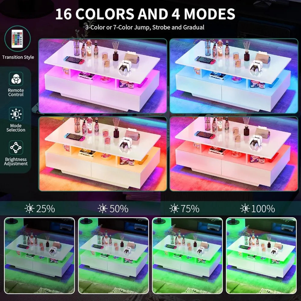 High Glossy LED Coffee Tables for Living Room,