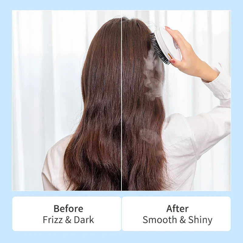 Hair Smoothing Straightening Brush Spray Steam Scalp Massage