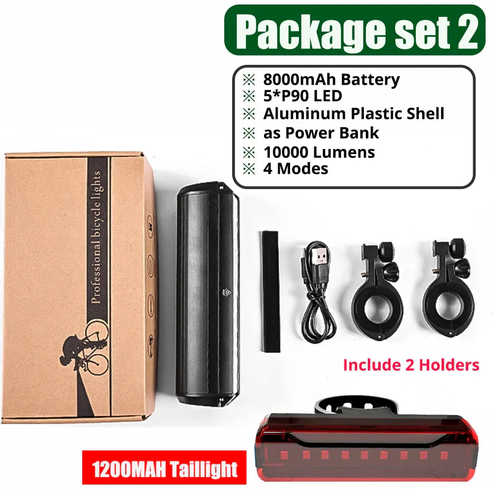 8000Mah Bike Front Lights Waterproof Bicycle Led light