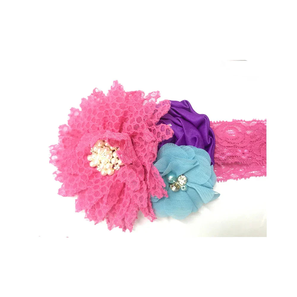 Baby girls Flower Headband Newborn Infant Pearl Flowers