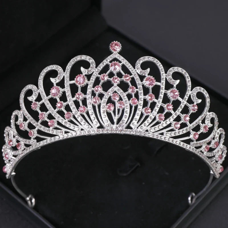 Pink Crystal Tiaras And Crowns Rhinestone Prom Diadem