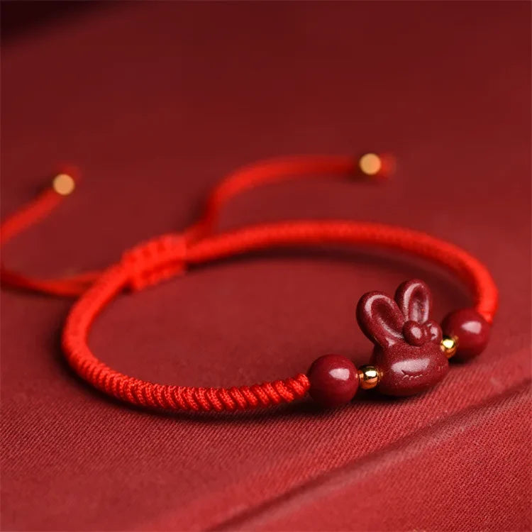 Small Gold Color Titanium Beads Red Thread Woven