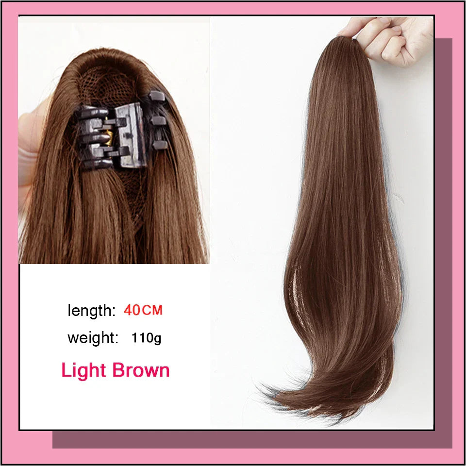 AS Long Wavy Straight Claw Clip On Ponytail
