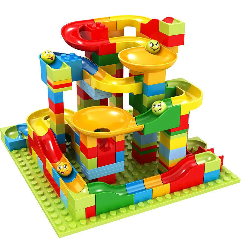 Mini Marble Run Building Blocks Kids Toy Plastic