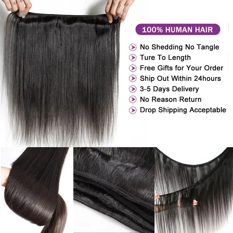 Straight Human Hair Bundles 100% Human Hair Bundles