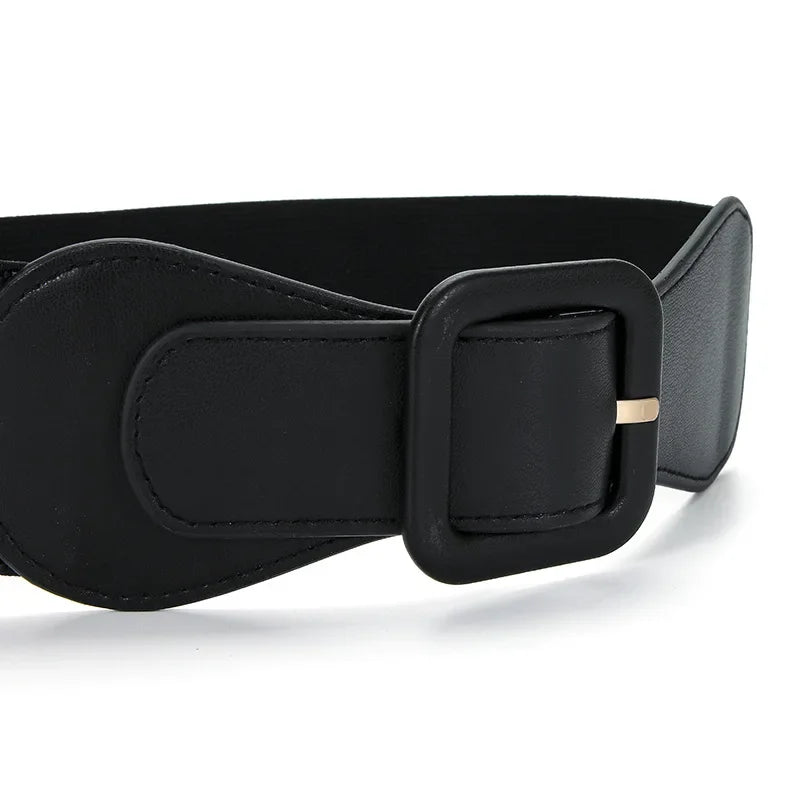 Women's Fashion Wide Belt Square Pin Buckle Imitation