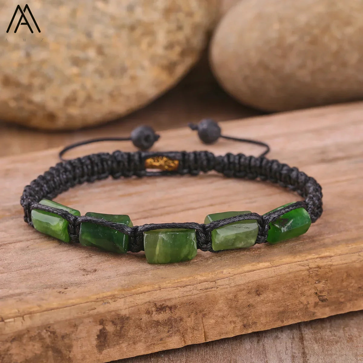 Natural Black Tourmaline Nugget Beads Knotted Handmade Woven