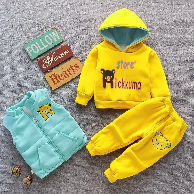 Autumn Winter Baby Boys Clothes Sets Thick Fleece