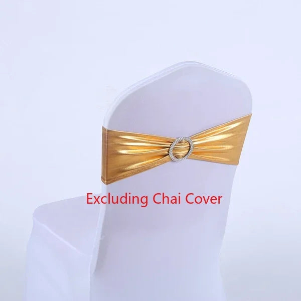 50pcs/Lot Metallic Gold silver Chair Sashes Wedding Chair