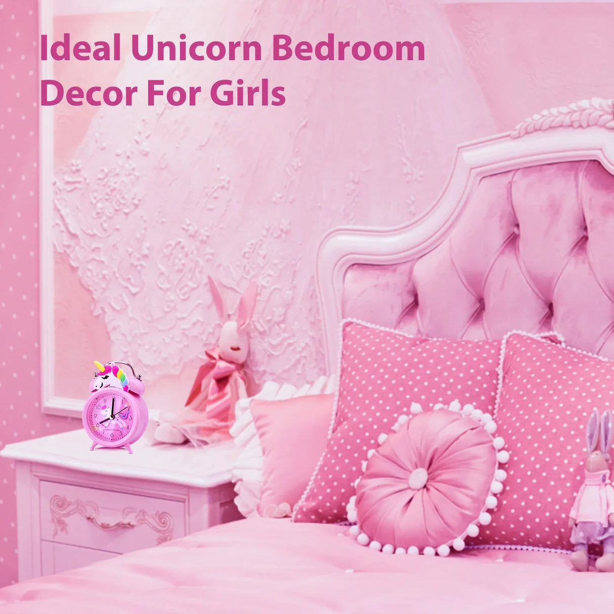 Pink Unicorn Children's Alarm Clock Cartoon Desktop for