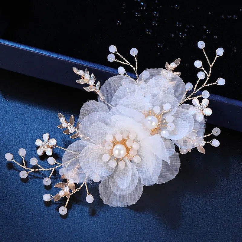 White Flower Hairpins Elegant Women Floral Style Hair