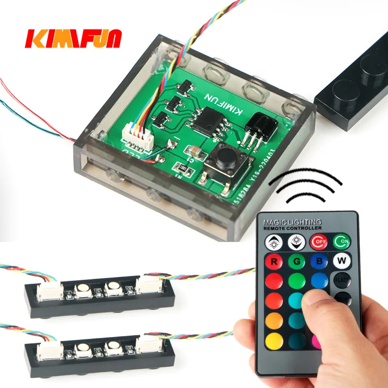 6pcs 1X4 USB Remote Control RGB Light Building