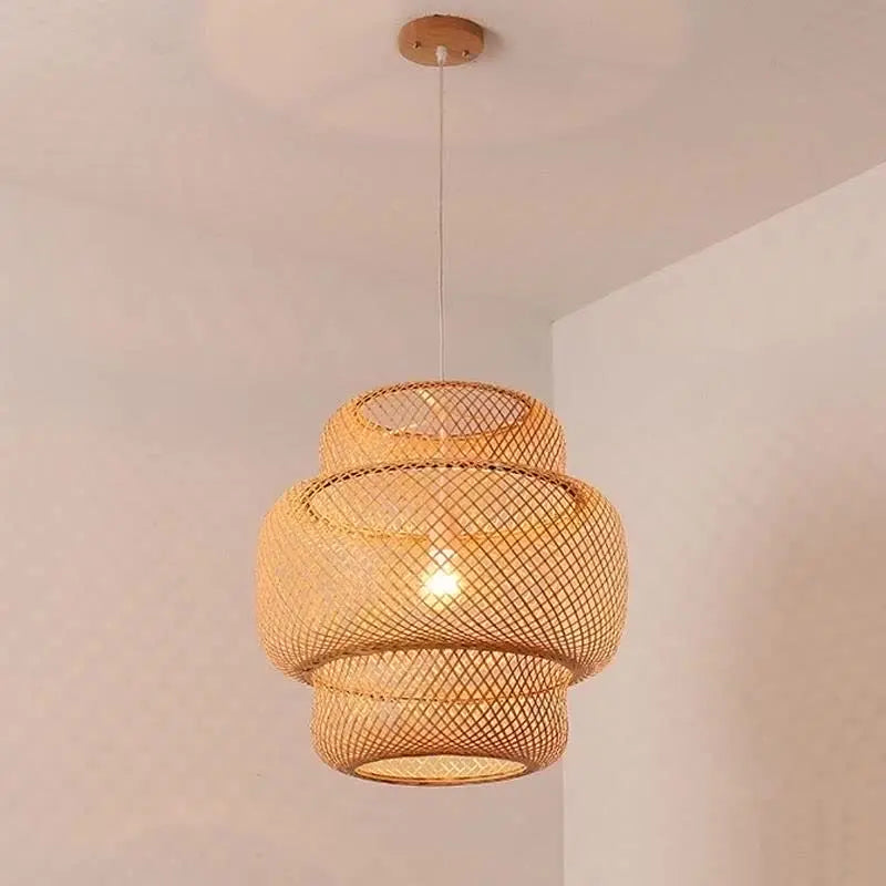 Classical Bamboo Weaving Chandelier Lamp Handmade Pendant Light