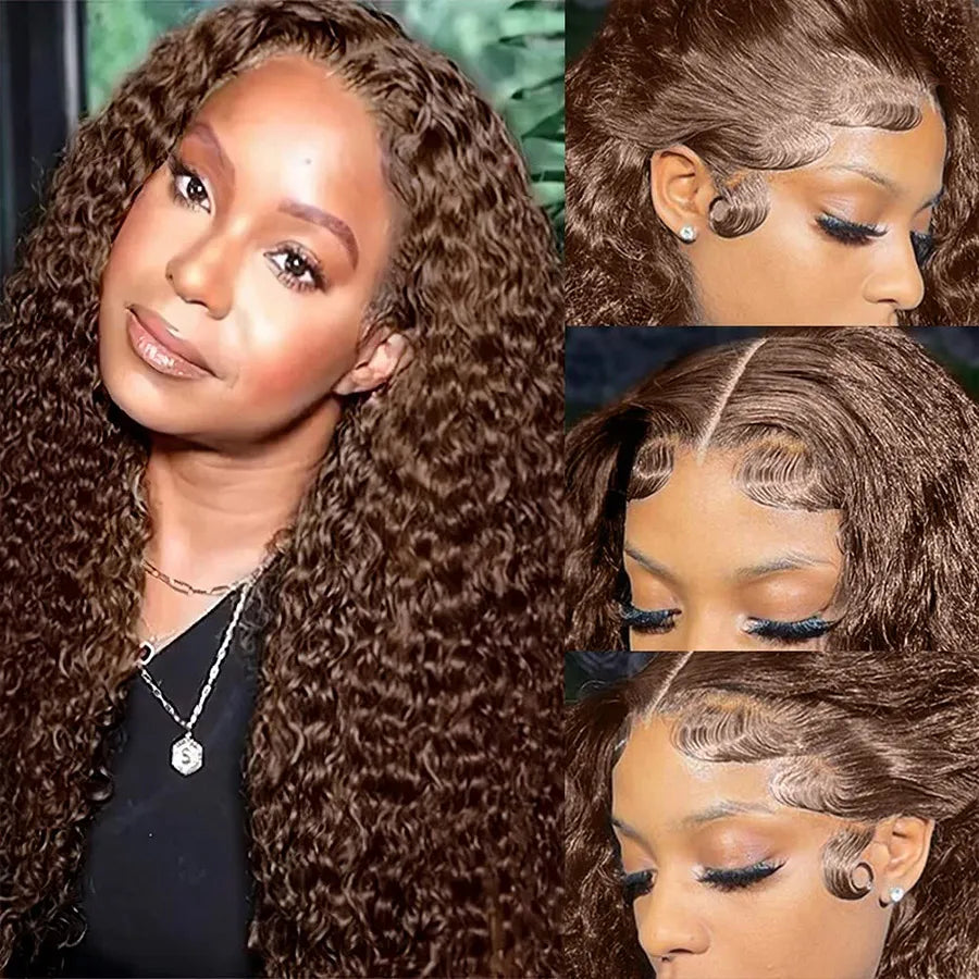 13x4 Chocolate Brown Lace Front Wig Deep Wave