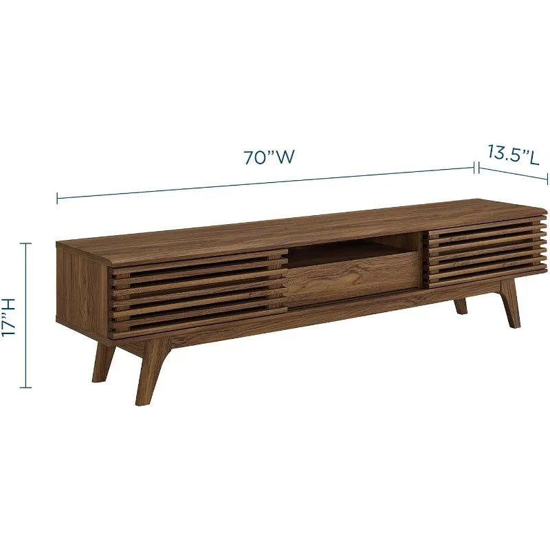 70" Mid-Century Modern Low Profile Entertainment TV Stand,