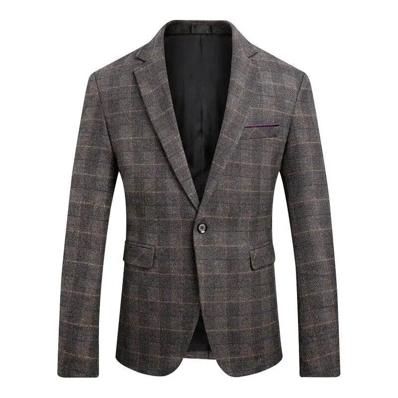 British's Style Vintage Plaid Blazer Men Casual Slim
