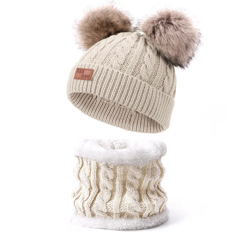 Baby Warm Winter Hats Scarf Gloves 3pcs Set