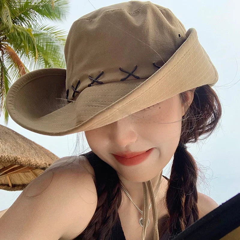 Outdoor Sunscreen Cowboy Hat Big Headband Fisherman Hat