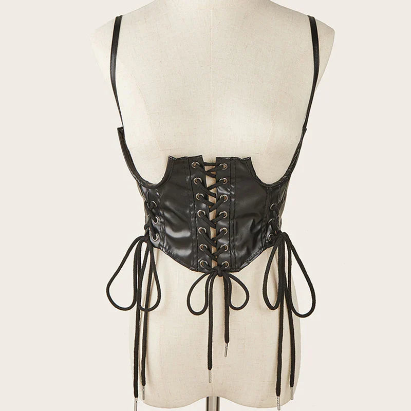Punk Wide Waist Belt PU Leather Corset for