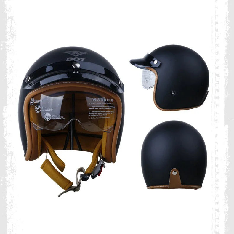 2023 Retro Open Face Motorcycle Helmet - Vintage Chopper DOT