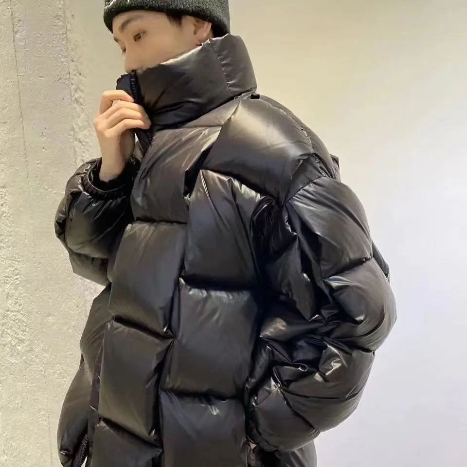 Winter Men's Cotton Padded Jacket Puffer Loose Solid