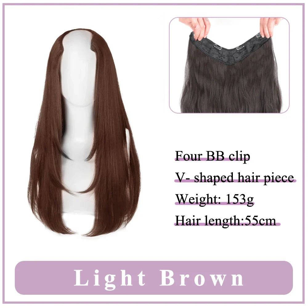 WEILAI Women's V-Shaped Long Hair Extension Synthetic Wig