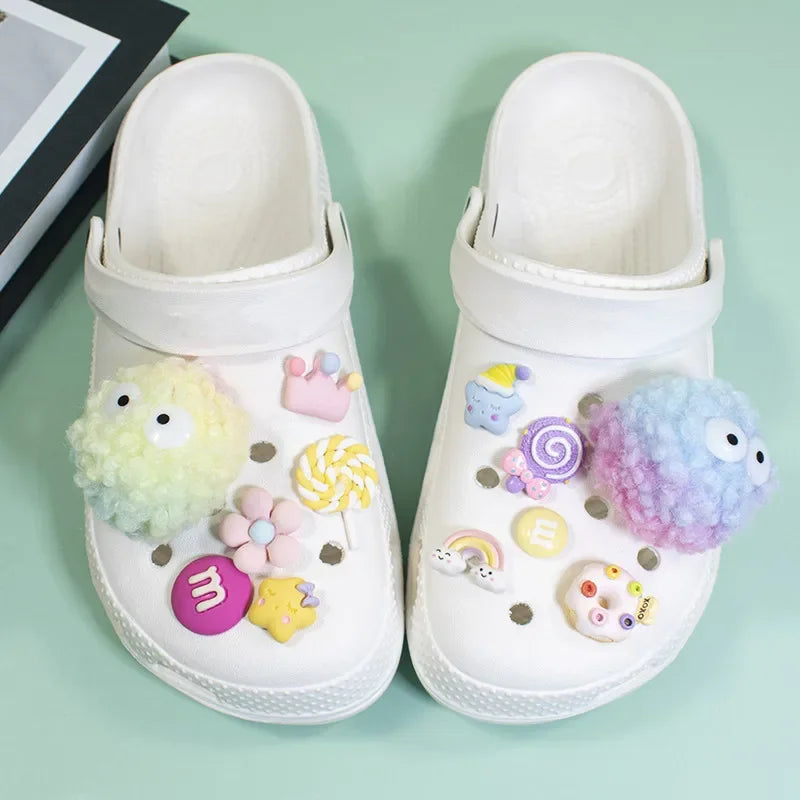 DIY Black Plush Ball Shoes Charms for Furry