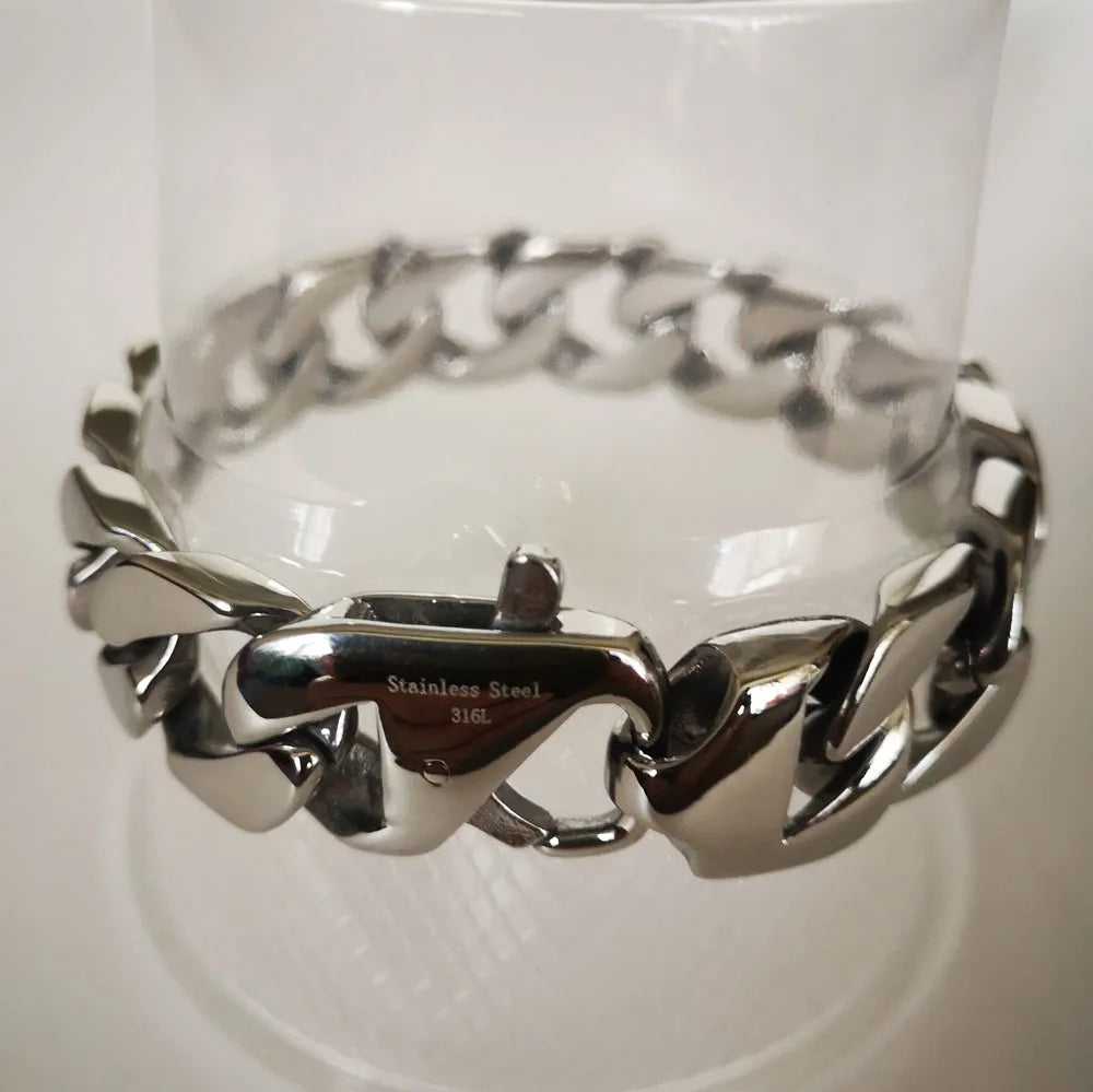 Fashion Real Titanium Steel Men Bracelets Punk Bangle