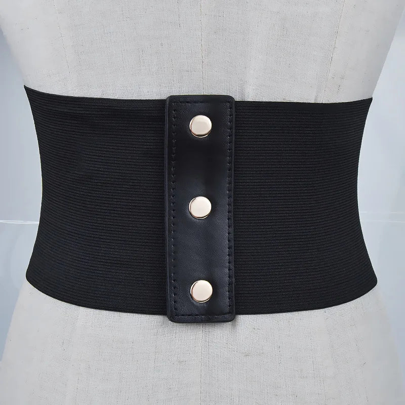 Fashion Gothic Elastic Belts for Woman Sexy Black