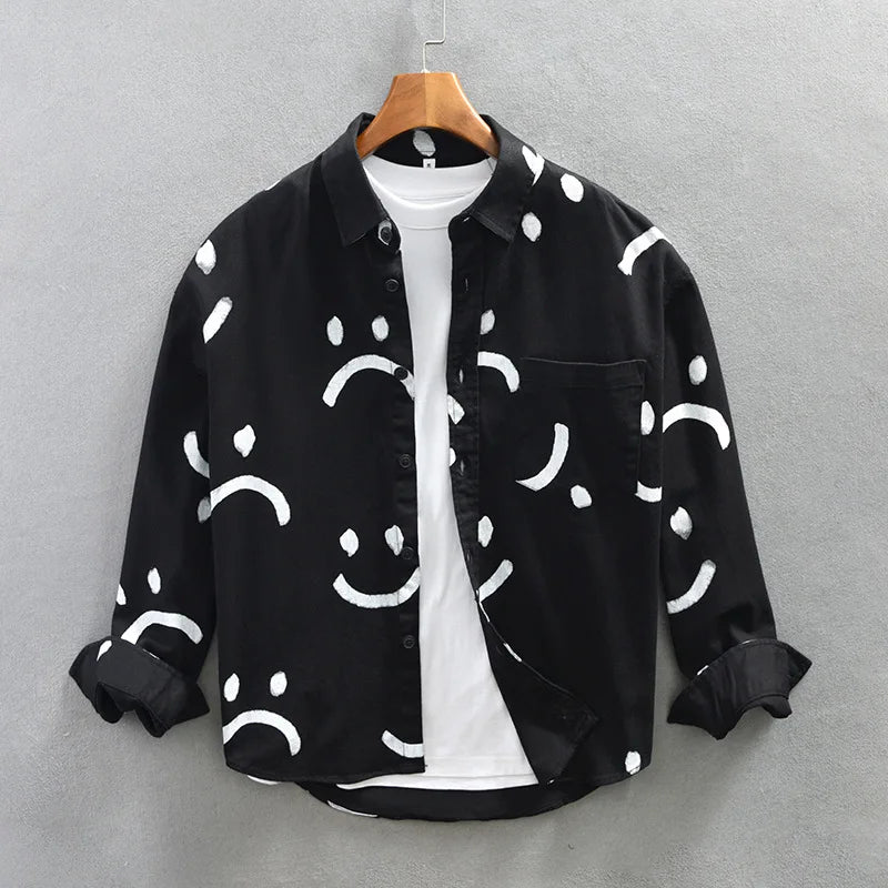 Spring Summer New 100% Cotton Casual Printed Shirt
