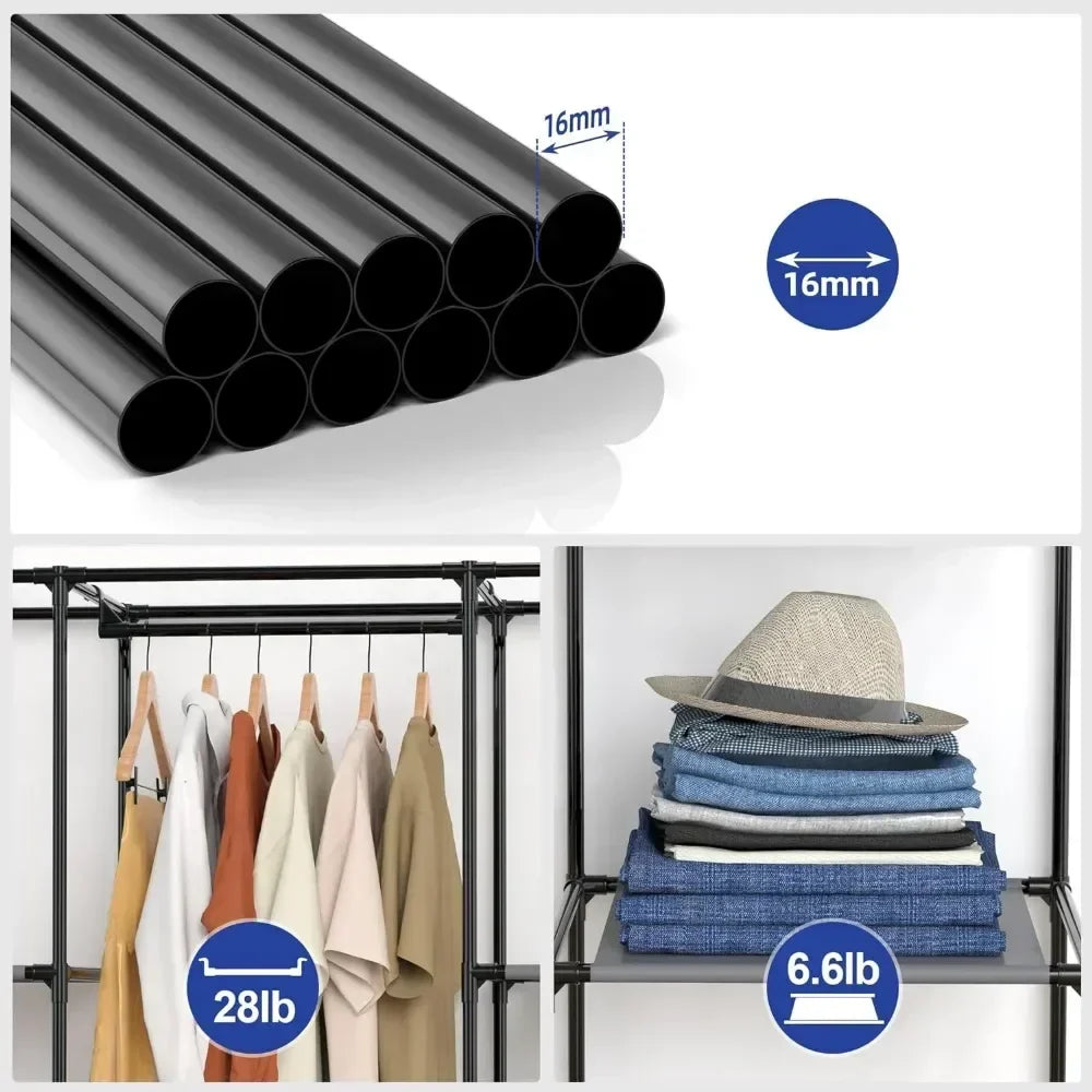 Portable Closet, Wardrobe Closet with 10 Storage Shelves