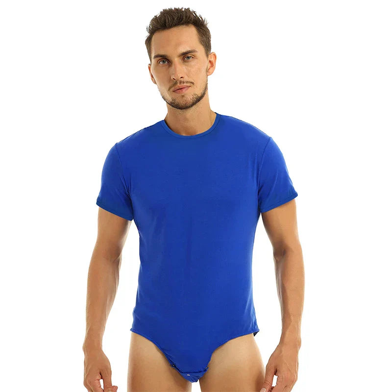 2023 Men T Shirt Bodysuit Sexy Short Sleeve