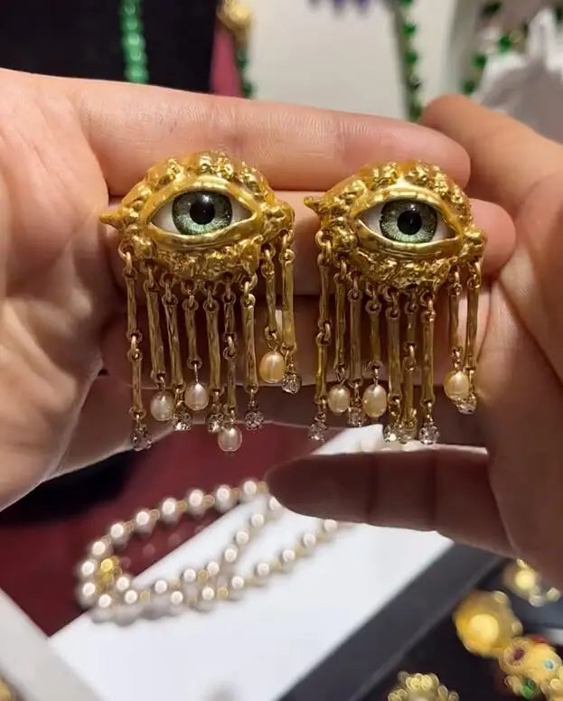 Clip Eye Earrings and Rings Exaggerated Trendy Baroque