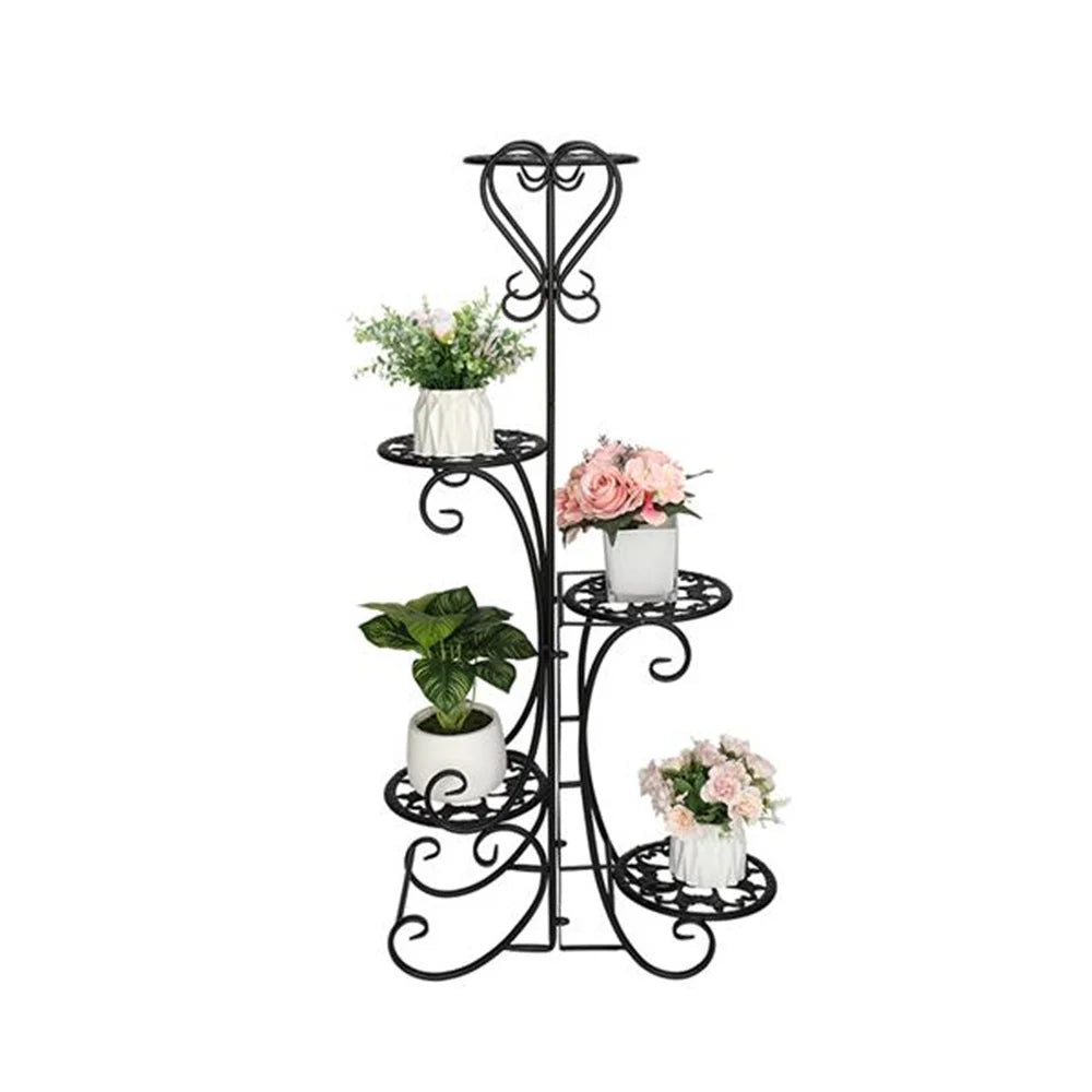 5 Potted Rounded Flower Metal Shelves Plant Pot