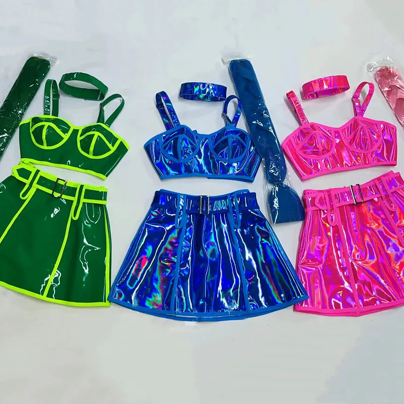 Sexy Bar DJ Gogo Dance Costume Fluorescent Laser