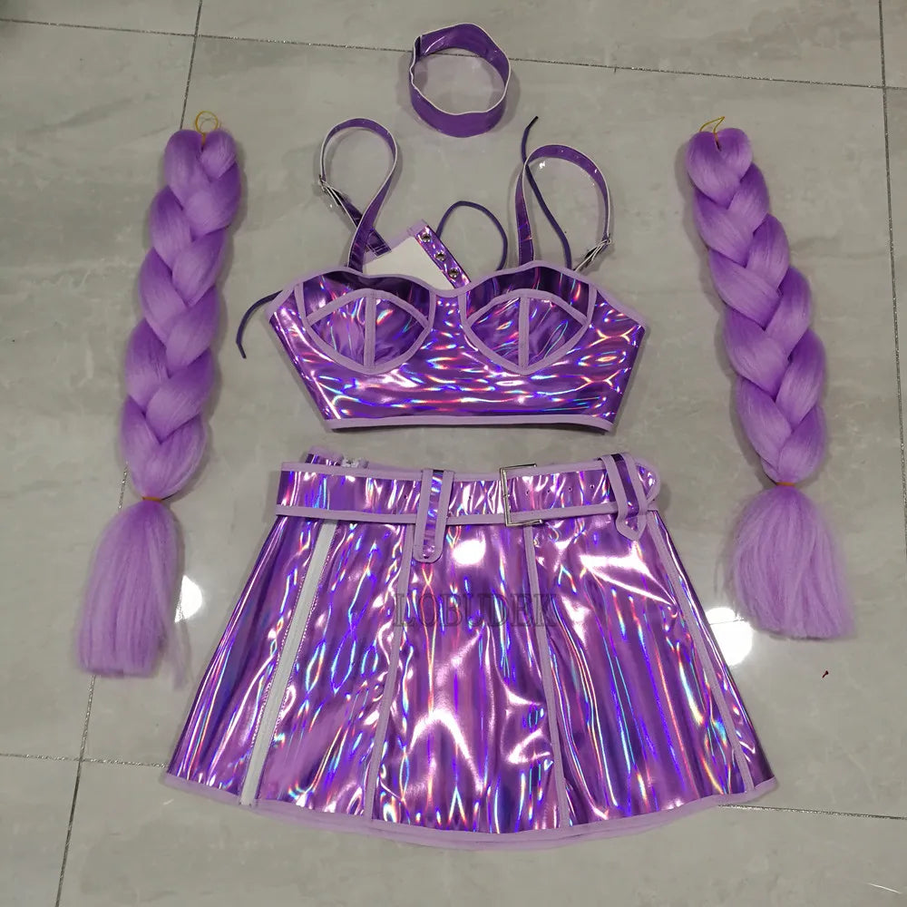 Sexy Bar DJ Gogo Dance Costume Fluorescent Laser