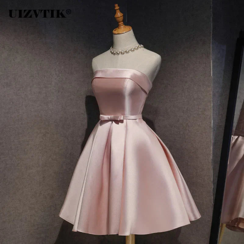 Sexy Strapless Wedding Bridesmaid Party Dress Elegant Prom