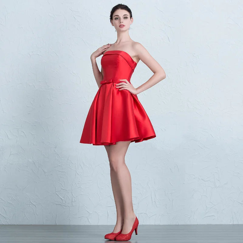 Sexy Strapless Wedding Bridesmaid Party Dress Elegant Prom