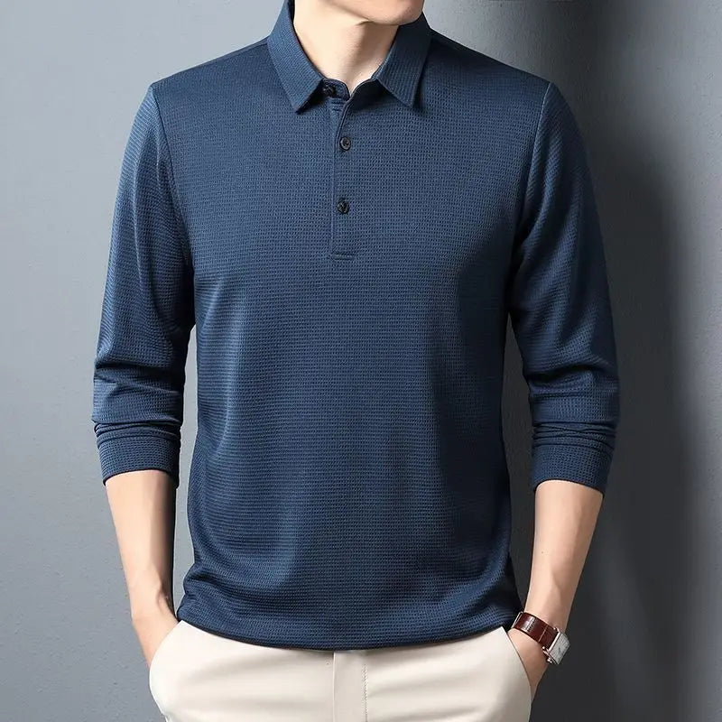 SHiONFA Men's Waffle Long Sleeve Solid T-shirt Elasticity