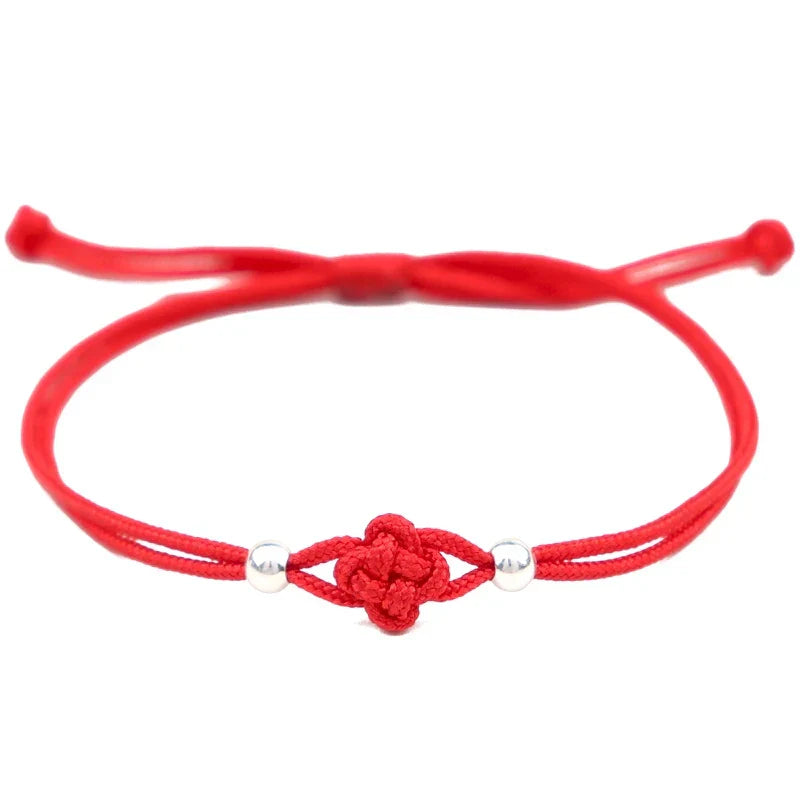 Lucky Bracelet for Women Handmade Red Rope Clover