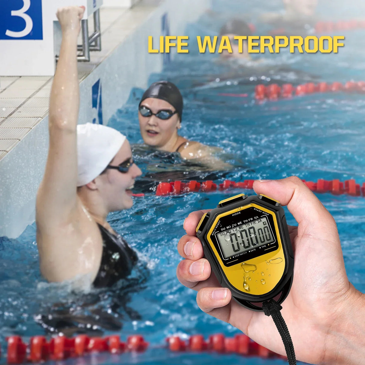 Waterproof Stopwatch Digital Handheld LCD Timer Chronographs Sports