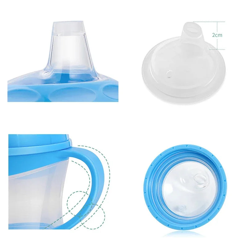 Children's bottles, water cups with handles, milk and