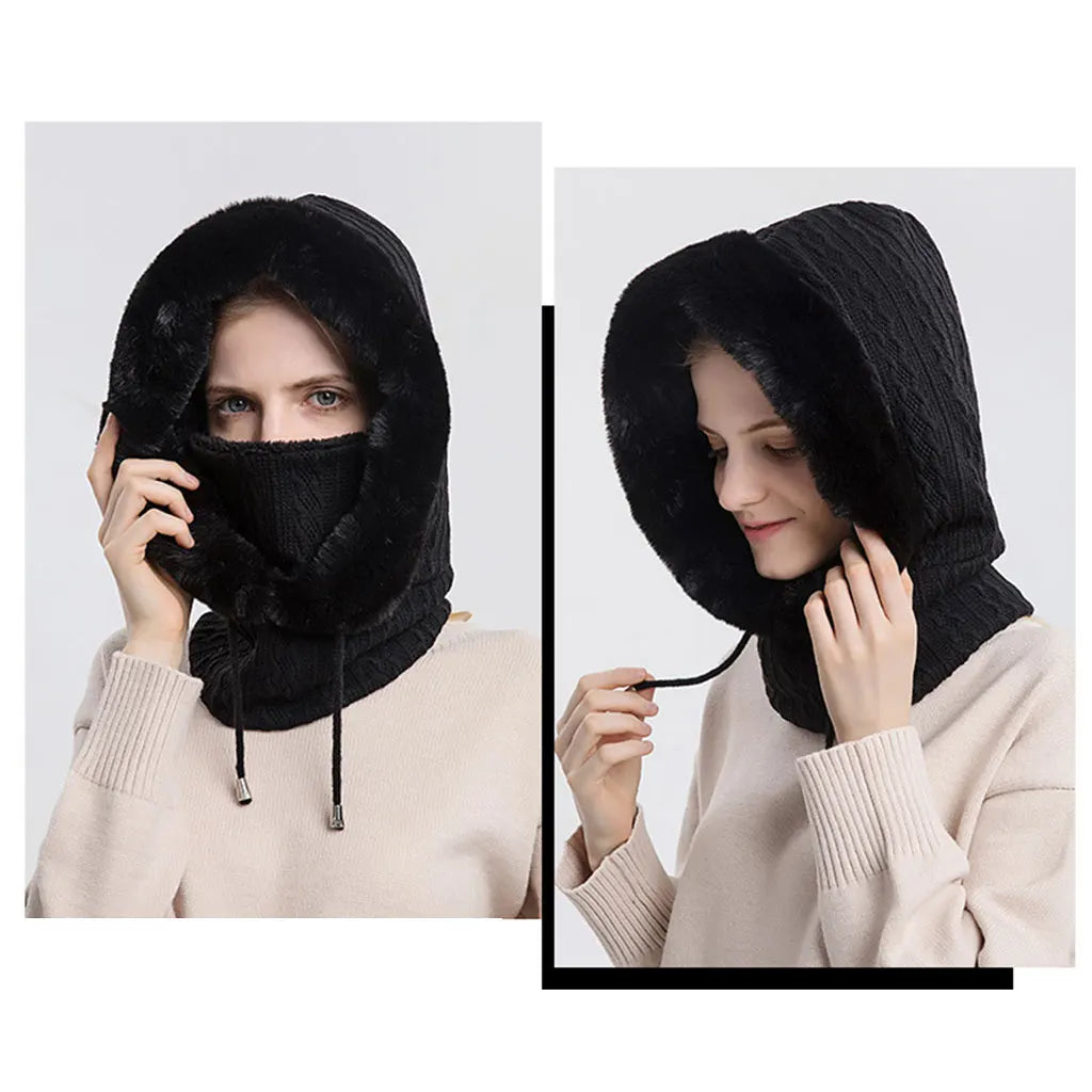 Winter Women 3in1 Knitted Ski Hat With Scarf