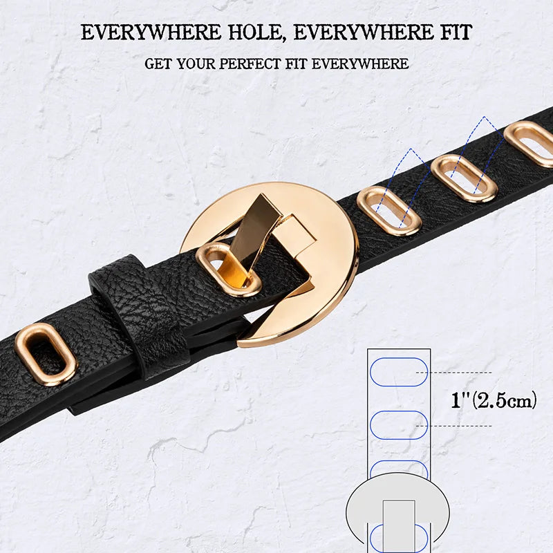 Maikun New Grunge Women Belt Adjustable Hole Grunge Punk Belts for Women Alloy Pin Buckle PU Leather Belt