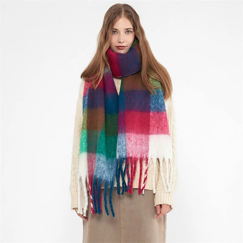 Winter Women Plaid Scarf Winter AC Pamanhmina Shawls