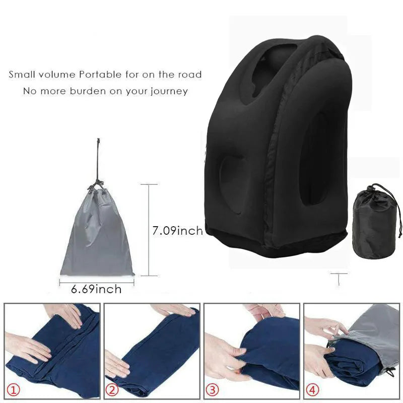 New Pattern Inflatable Travel Pillow Portable Chin Support