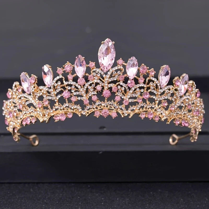 Pink Crystal Tiaras And Crowns Rhinestone Prom Diadem