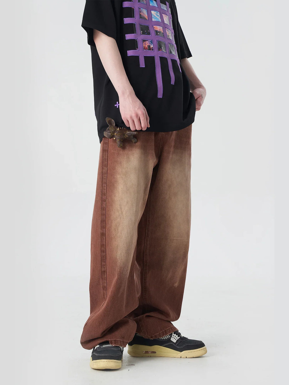 NSTNEW START Brown Washed Distressed Pants New Basic